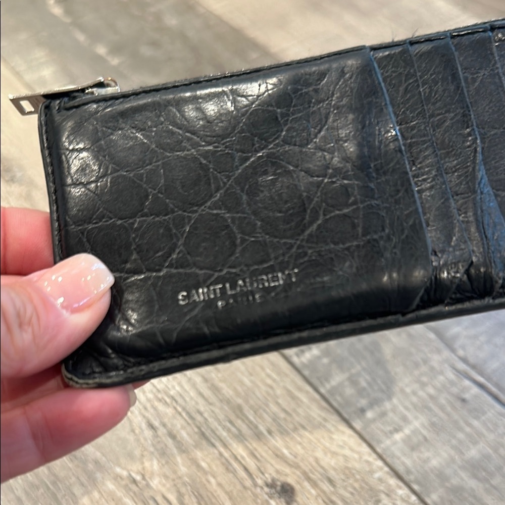 Saint Laurent Black Leather zippered small wallet card Holder - Picture 3 of 10